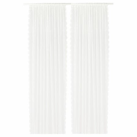 Lillyana Sheer Curtains 145x300 Cm, 1 Pair, White/flower