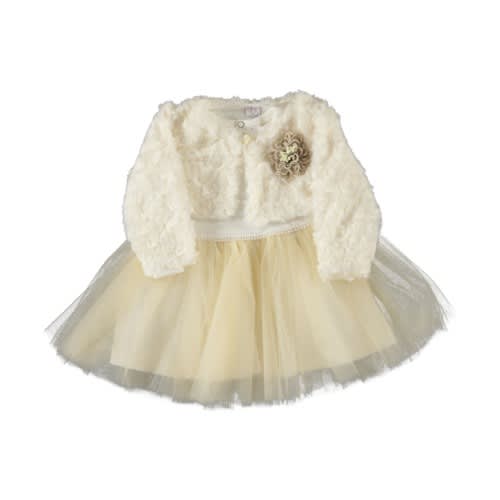 Baby Girl Dress With Fur Bulero Beige