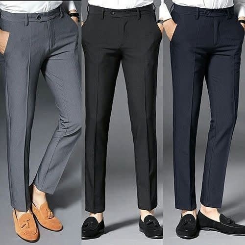 Trousers For Men- 3Pieces - Ash Black And Navy Blue