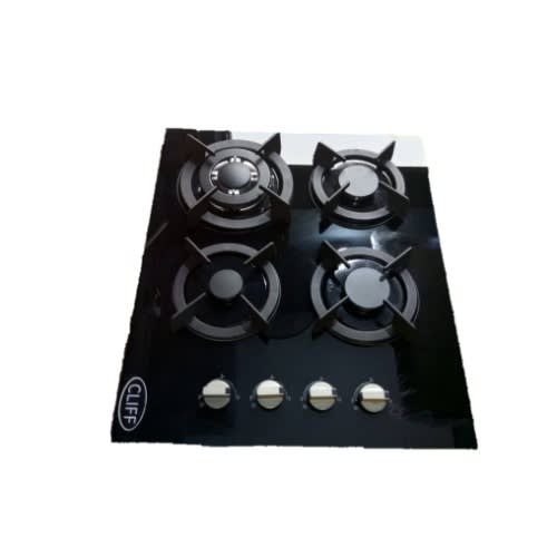 Cliff Built-in 4 Burner Gas On Glass Hob With Automatic Battery Ignition- Black - 60cm