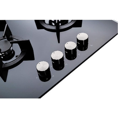 Cliff Built-in 4 Burner Gas On Glass Hob With Automatic Battery Ignition- Black - 60cm