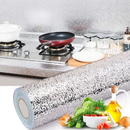 Oil And Fire Proof Kitchen & Cabinet Aluminum Wall Paper