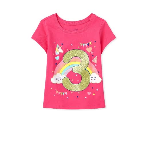 Girls 3rd Birthday Glittering Unicorn - Rainbow Top