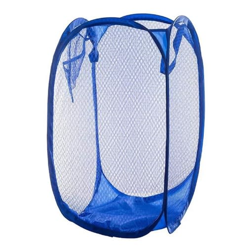 Foldable Pop Up Mesh Laundry Basket- Royal Blue