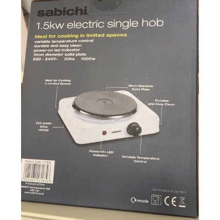1.5kw Electric Single Hob - White Hot Plate