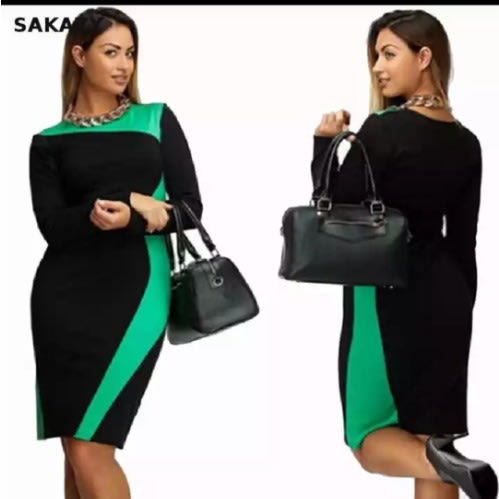 Elegant Patch Work O-neck Dress