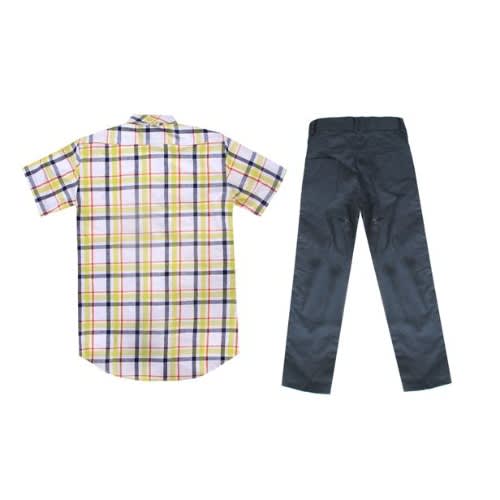 Multicolour Boys' 2-piece Check Shirt & Trousers