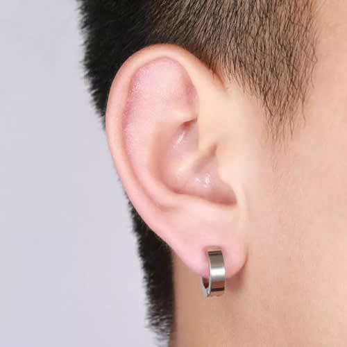 Round Clip On Non Piercing Ear Stud Earring - Silver