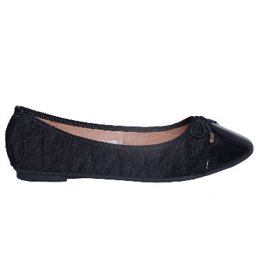 Chloe Leather Ballerina Flats With Patent Detail - Black
