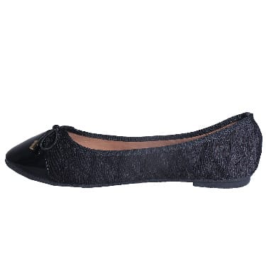 Chloe Leather Ballerina Flats With Patent Detail - Black
