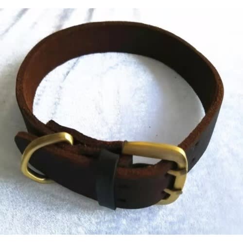 TD Authentic Leather Collar For Dog - Brown