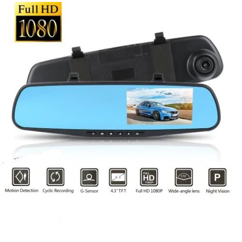 New Fhd 1080p Car Dvr Double Lens Car Camera Rearview Mirror Video Recorder