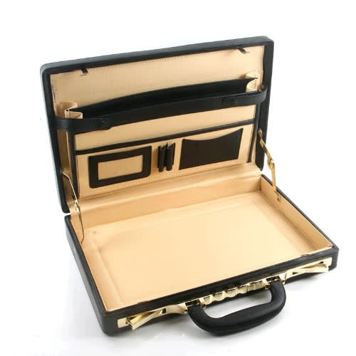 Leather Briefcase - Passcode Office Bag - Black