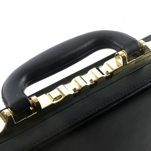 Leather Briefcase - Passcode Office Bag - Black