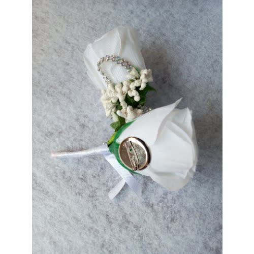 Wedding Boutonniere -Silver