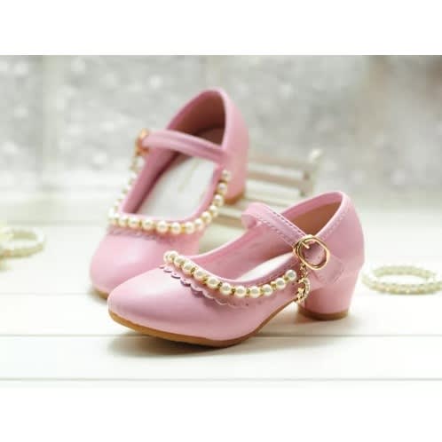 Pearl Embellished Girl Shoe - Pink