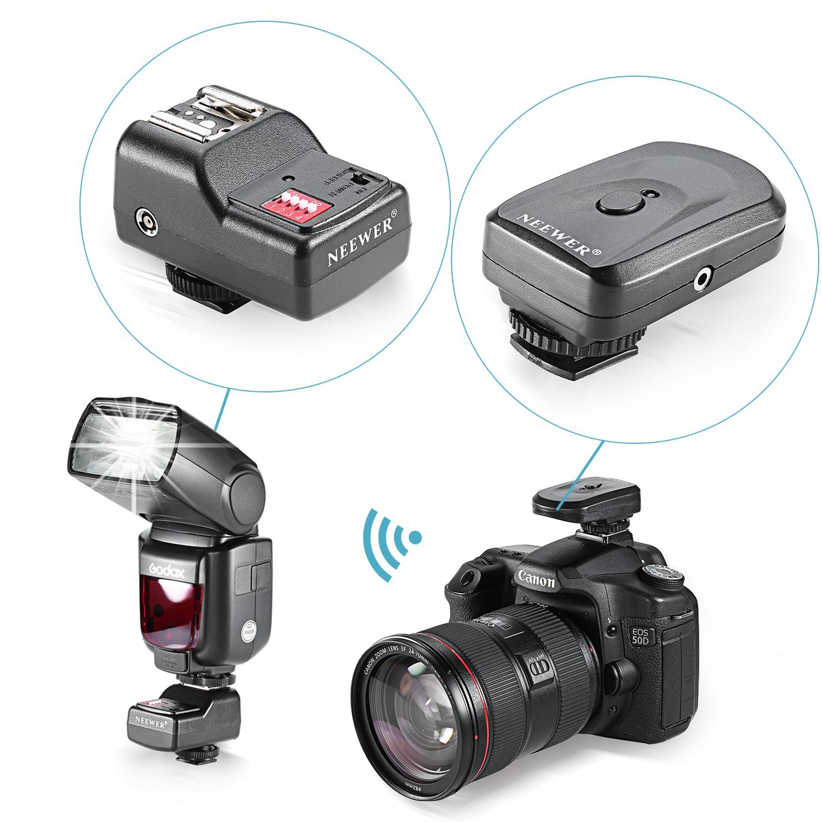 16 Channel Wireless Remote FM Flash Speedlite Radio Trigger With 2.5mm PC Receiver For Flash Units With Universal Hot Shoe