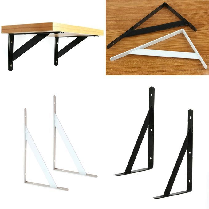 2x Metal L Shape Wall Shelf Bracket Shelves Plank 150x95x2mm White