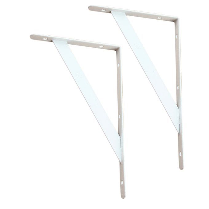 2x Metal L Shape Wall Shelf Bracket Shelves Plank 150x95x2mm White