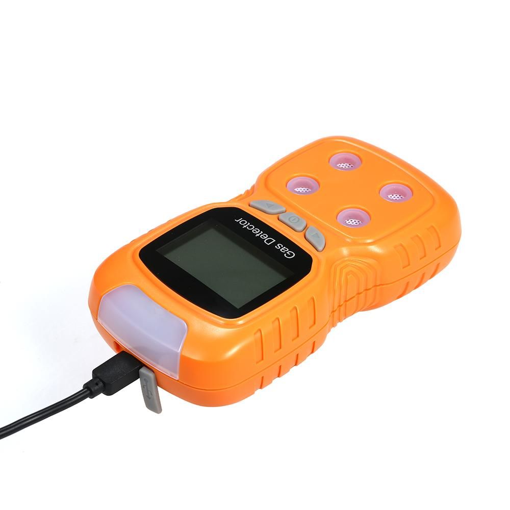4 in 1 Gas Detector CO Monitor Digital Handheld Toxic Gas Carbon Monoxide Detector Hydrogen Sulfide Gas Tester with LCD Display Sound+ Light Vibration Alarm