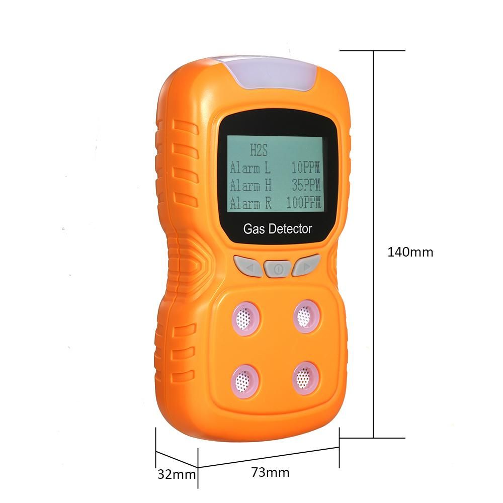 4 in 1 Gas Detector CO Monitor Digital Handheld Toxic Gas Carbon Monoxide Detector Hydrogen Sulfide Gas Tester with LCD Display Sound+ Light Vibration Alarm