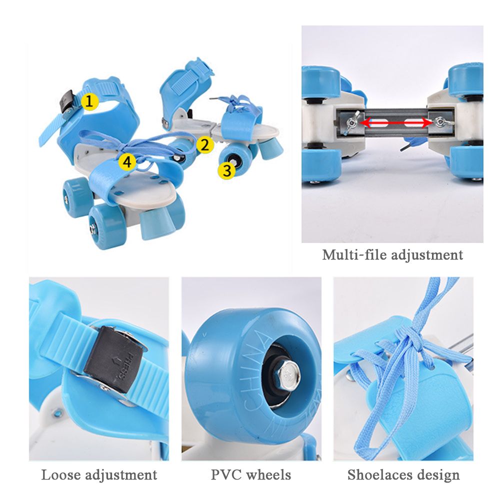 Adjustable Size Children Roller Skates Double Row Skates