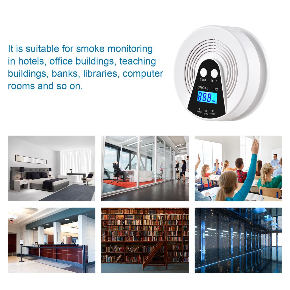 Smoke And Carbon Monoxide Alarm LCD Display CO Detector