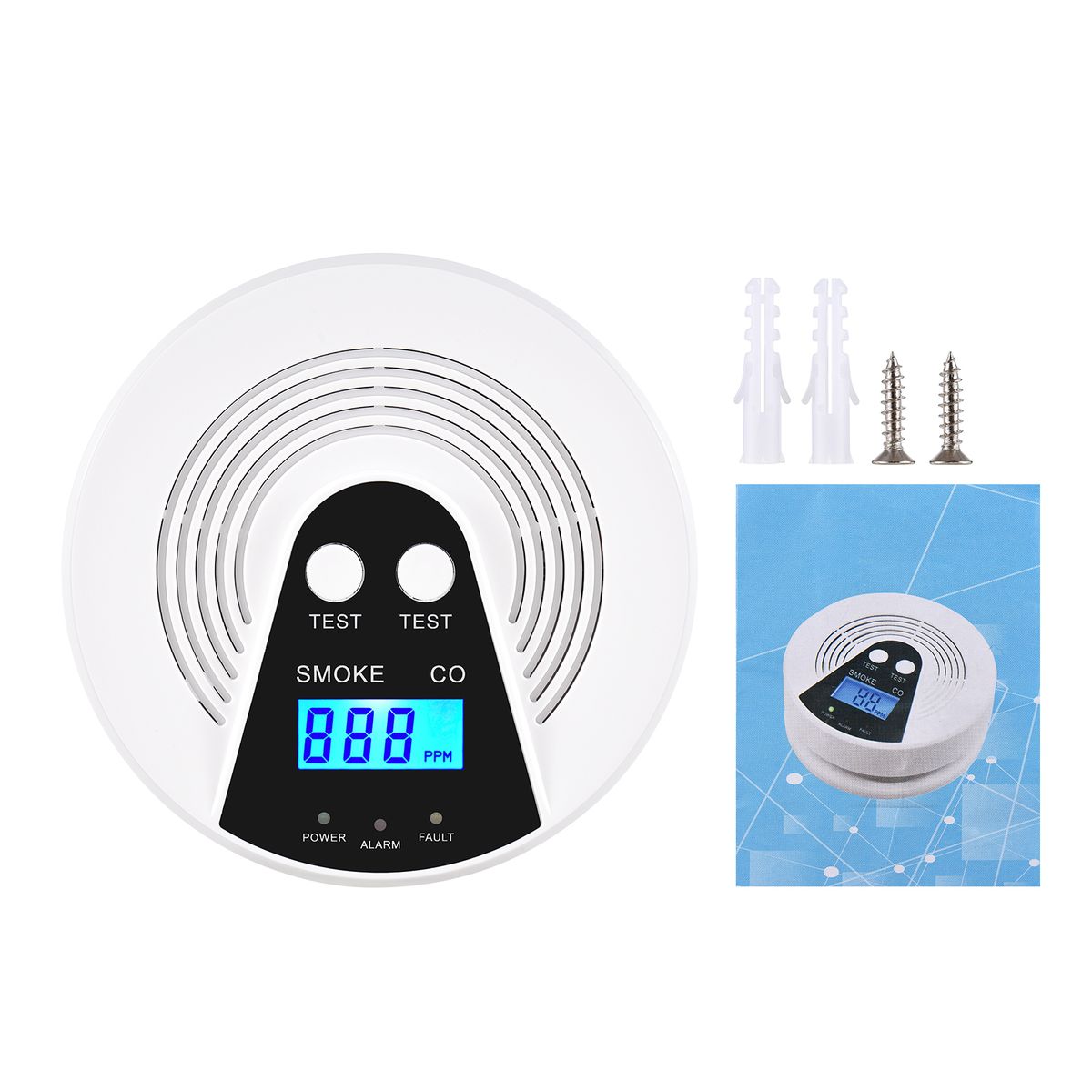 Smoke And Carbon Monoxide Alarm LCD Display CO Detector
