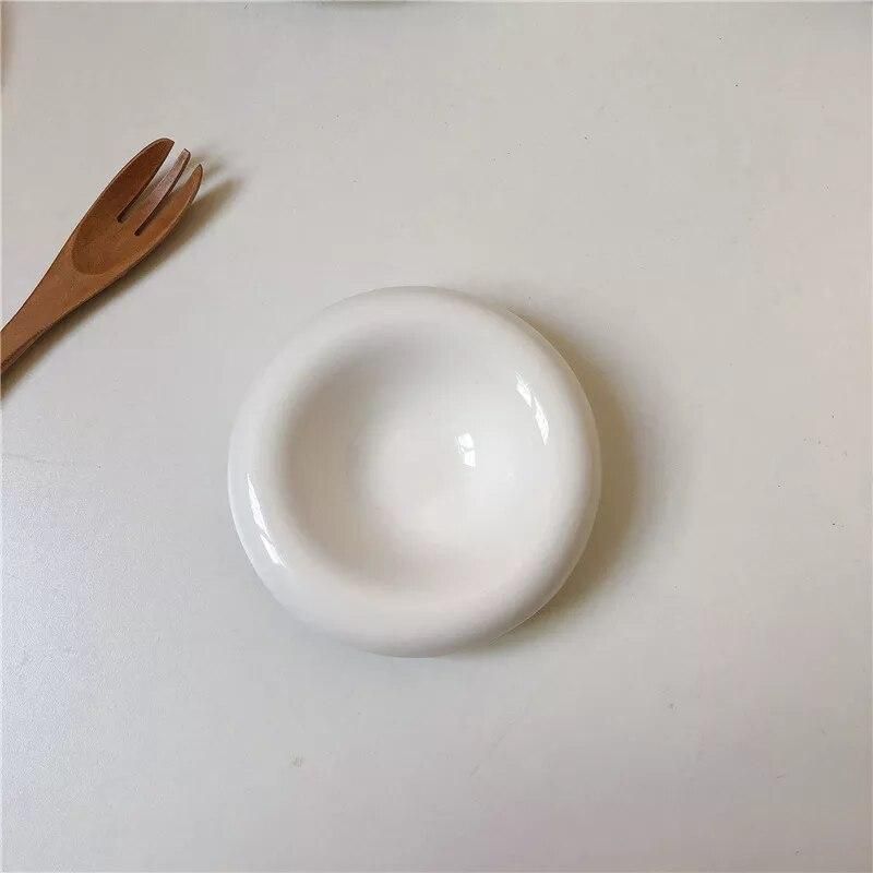 Ketchup Dish Chubby Ceramic Sauce Bowl White Turn-up Seasoning Dish Mini Honey Vinegar Dish Gravy Dipping Bowl Jewelry Display