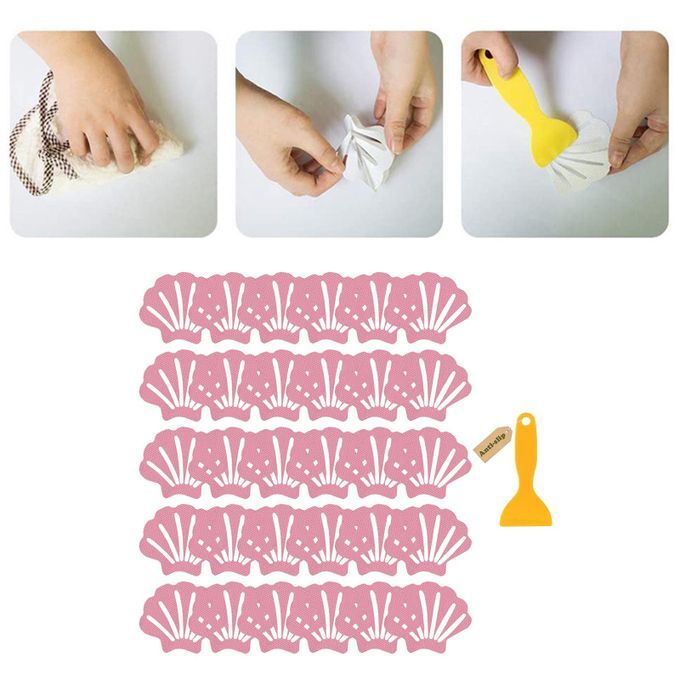 30Pcs Anti Slip Stickers With Scraper Strong Waterproof For Pink