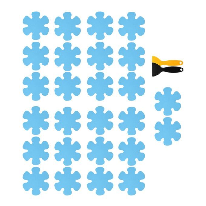 20 Pieces Anti Slip Stickers With Scraper Shower Mat For Slippery Blue
