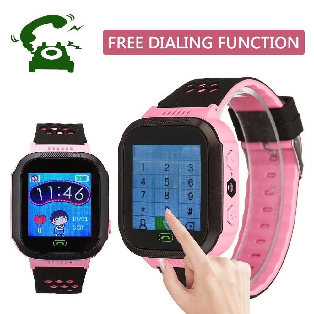 Anti-lost Kids LBS Tracker SOS Call Children Smart Watch For Android IOS Phone Pink Pink Without Camera
