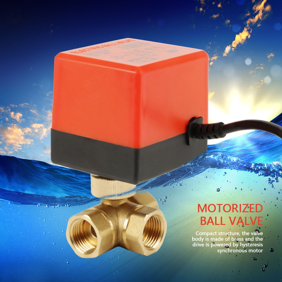 G1/2" DN15 Br 3 Way 220VAC Motorized Ball Electrical Vae