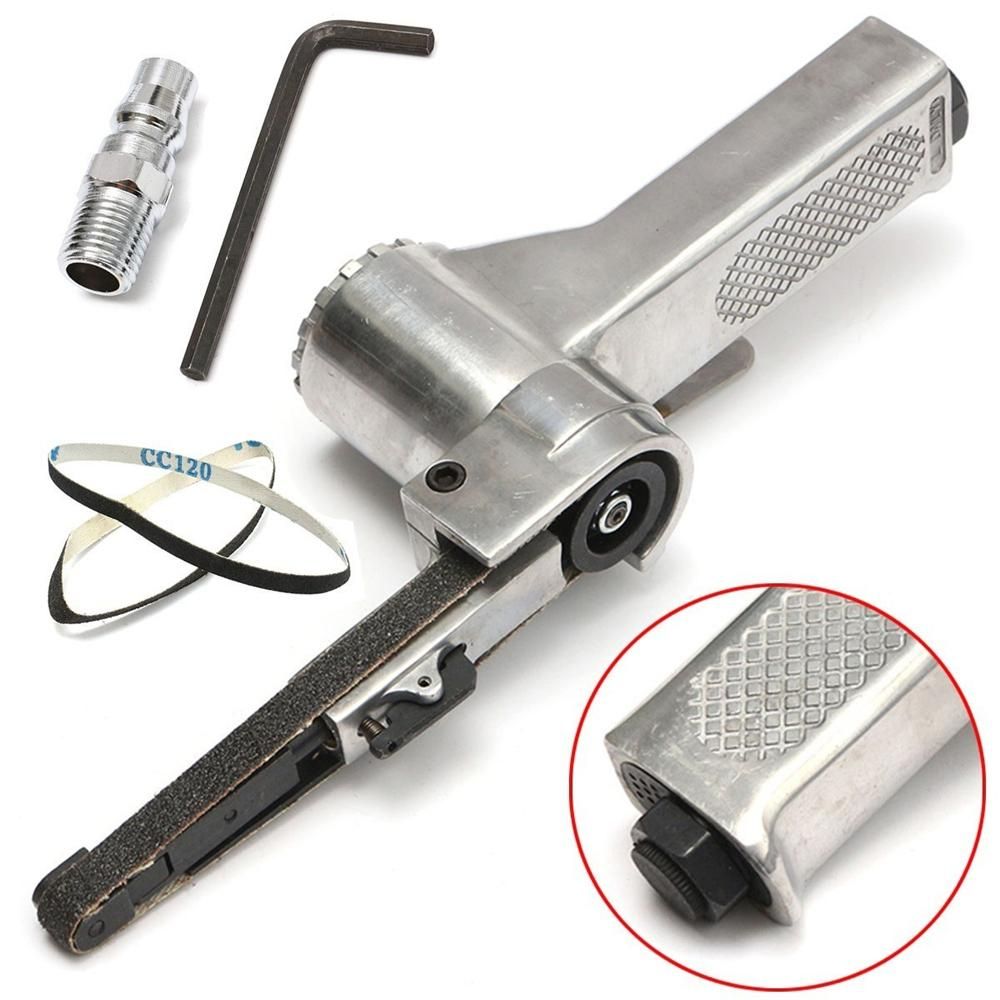 3/8" Air Belt Sander Air Angle Grinding Machine with Sanding Belts for Air Compressor Sanding Pneumatic Tool Set