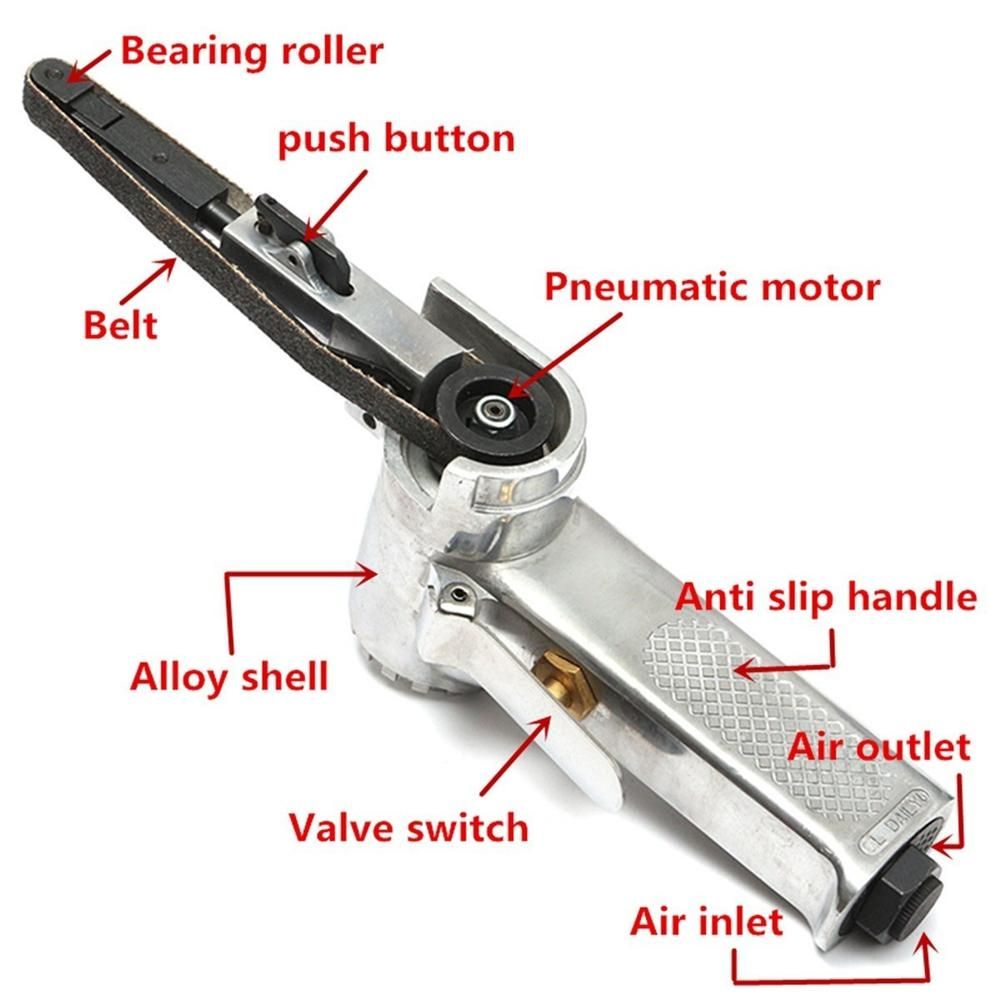 3/8" Air Belt Sander Air Angle Grinding Machine with Sanding Belts for Air Compressor Sanding Pneumatic Tool Set