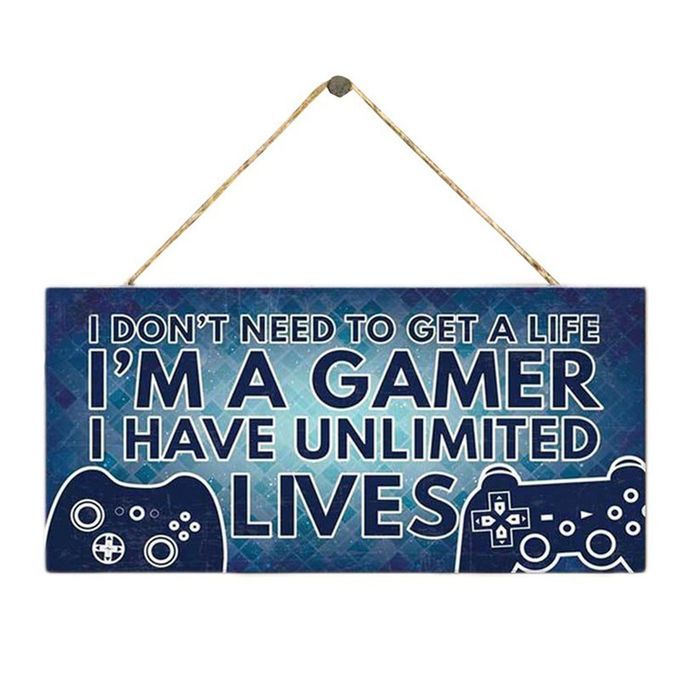 Wooden Door Hanging Sign Ornament Funny Gamer Play De Oration For Home-1#