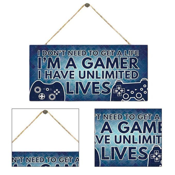 Wooden Door Hanging Sign Ornament Funny Gamer Play De Oration For Home-1#
