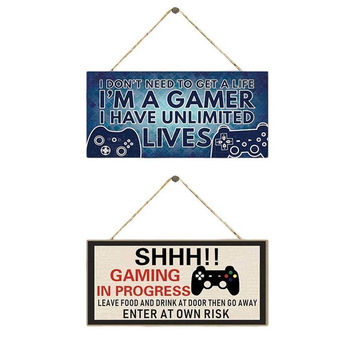 Wooden Door Hanging Sign Ornament Funny Gamer Play De Oration For Home-1#