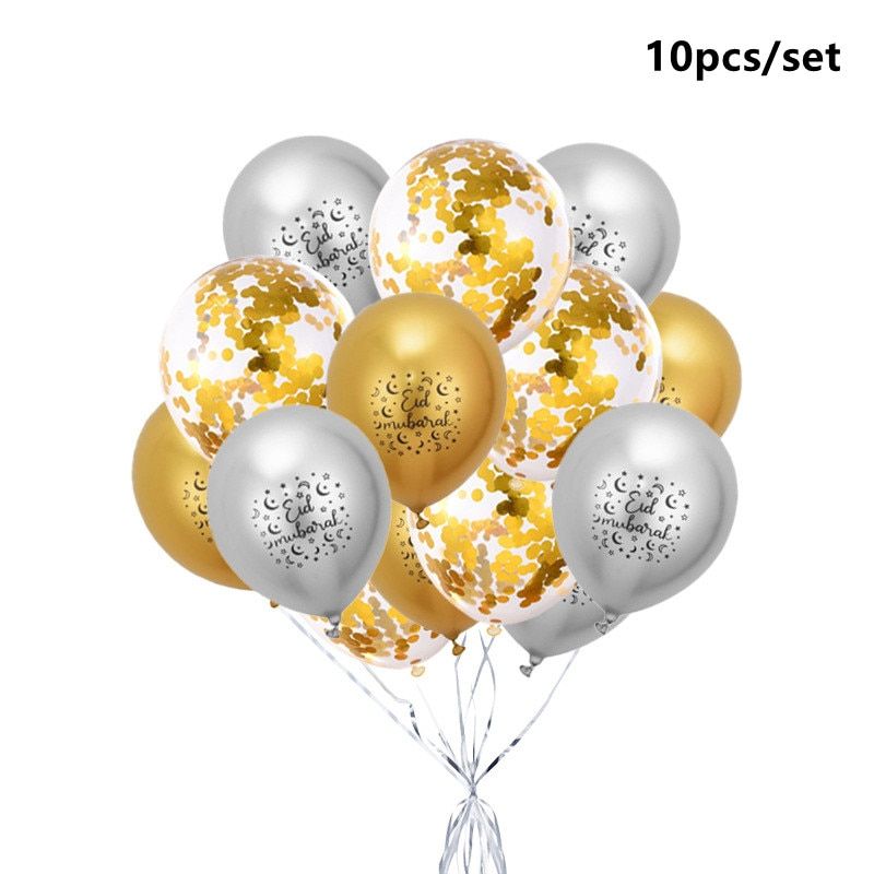 Eid Mubarak Balloons Ramadan Decoration For Home Moon Star Foil Balloon Muslim Aid Moubarak Kareem Festival Party Supplies 10pcs Set 4