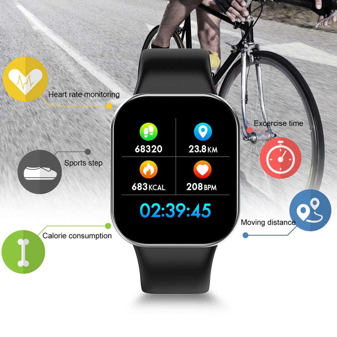 X16 1.3 Inch TFT Color Screen IP67 Waterproof Bluetooth Smartwatch, Support Call Reminder/ Heart Rate Monitoring /Blood Pressure Monitoring/ Sleep Monitoring(Black)