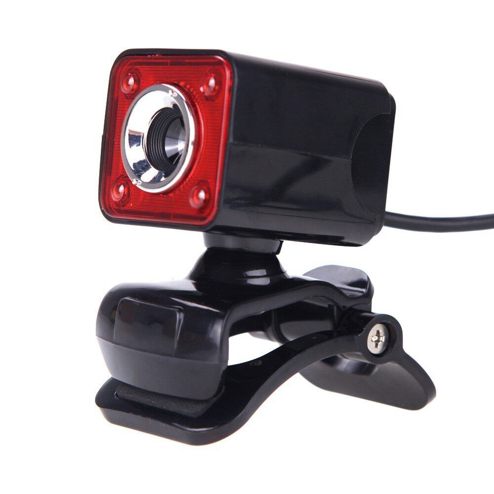 4 LED 12MP HD Webcam Digital USB Camera Video Recording For Android TV PC Laptop Black Red
