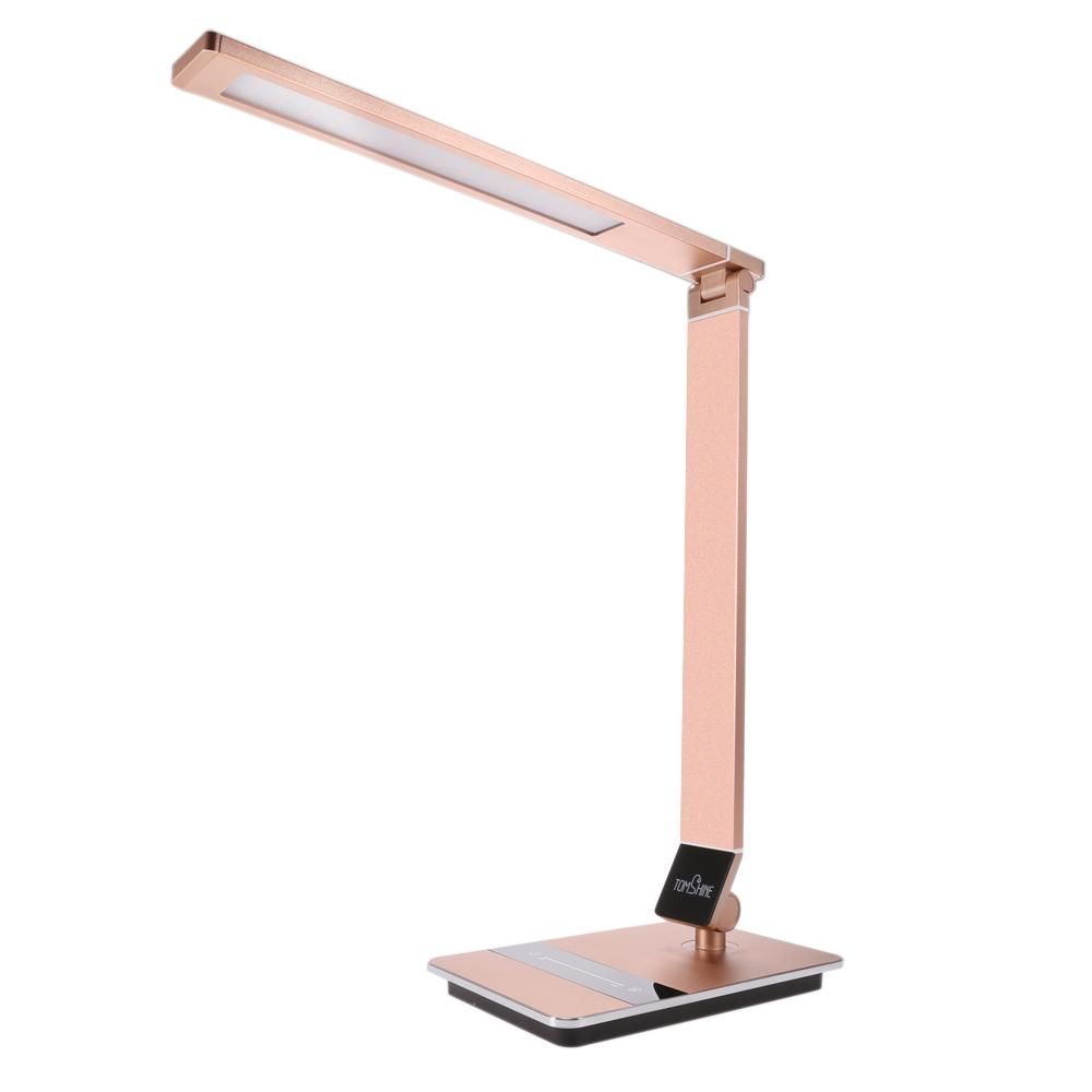 Tomshine Foldable Dimmable Touch Sensitive Control LED Desk Lamp 8.5W 500LM 3 Color Temperature 3000K 4500K 6000K Stepless Adjustable Brightness Eye-Care Ultrathin Aluminum Alloy Table Light with Power Adapter