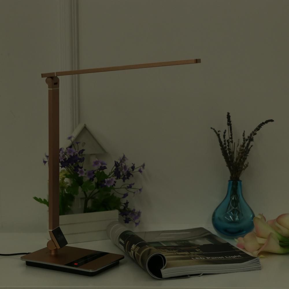 Tomshine Foldable Dimmable Touch Sensitive Control LED Desk Lamp 8.5W 500LM 3 Color Temperature 3000K 4500K 6000K Stepless Adjustable Brightness Eye-Care Ultrathin Aluminum Alloy Table Light with Power Adapter