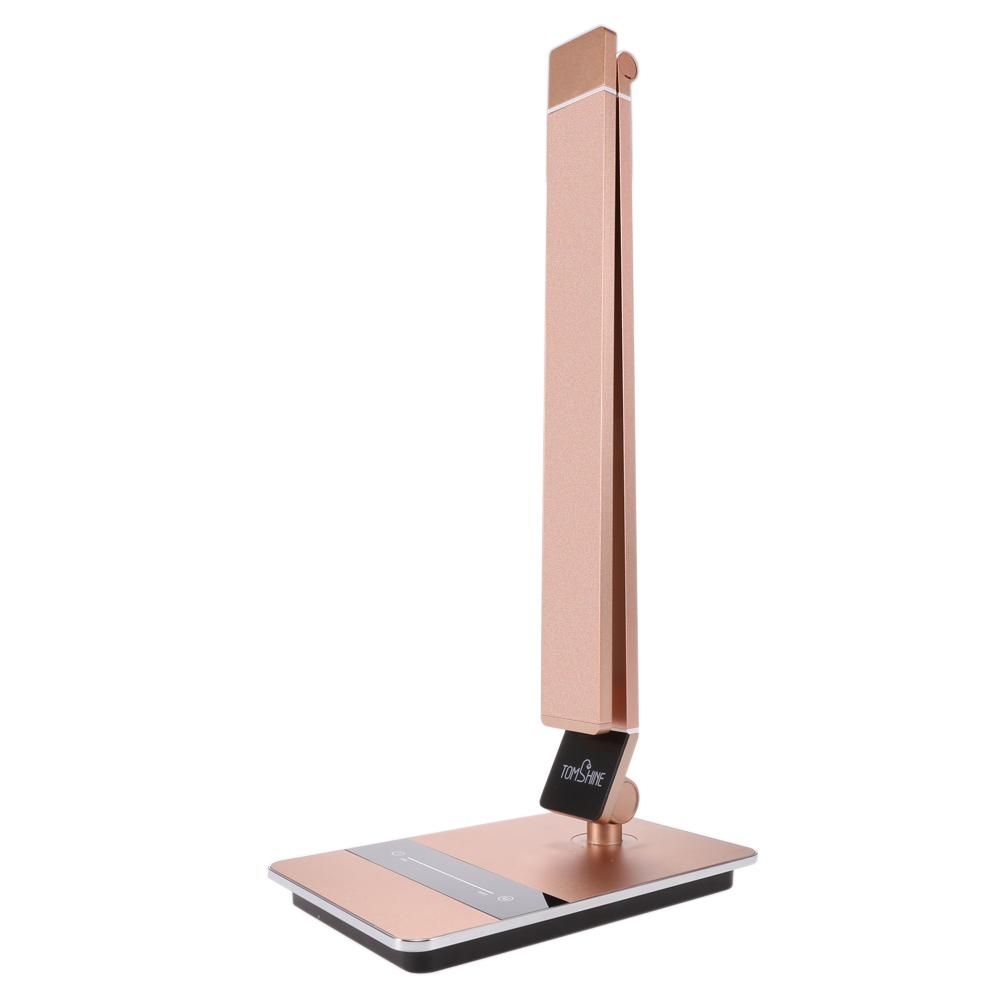 Tomshine Foldable Dimmable Touch Sensitive Control LED Desk Lamp 8.5W 500LM 3 Color Temperature 3000K 4500K 6000K Stepless Adjustable Brightness Eye-Care Ultrathin Aluminum Alloy Table Light with Power Adapter