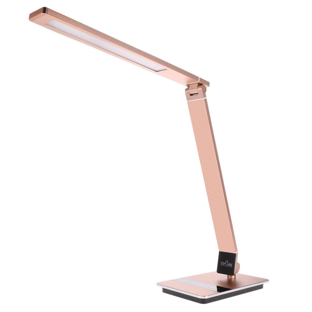 Tomshine Foldable Dimmable Touch Sensitive Control LED Desk Lamp 8.5W 500LM 3 Color Temperature 3000K 4500K 6000K Stepless Adjustable Brightness Eye-Care Ultrathin Aluminum Alloy Table Light with Power Adapter