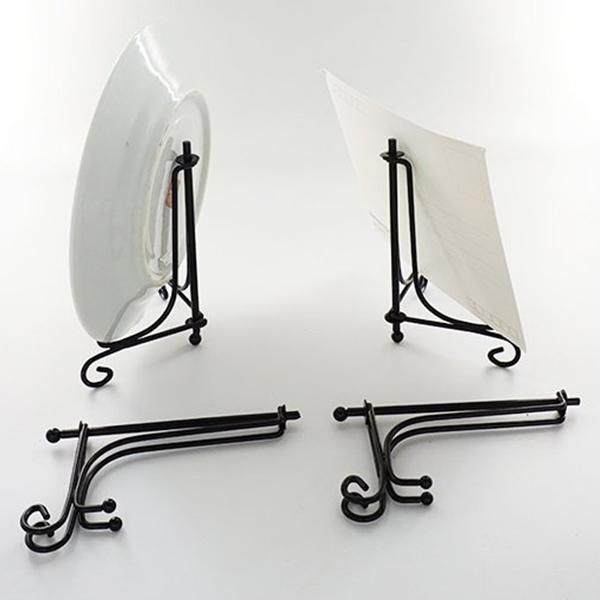 (4 pack)Iron Display Stand, Black Iron Easel Plate Display Photo Holder Stand, Displays Picture Frames, Cookbooks, Decorative Plates, Tablets and Art 4 Inch