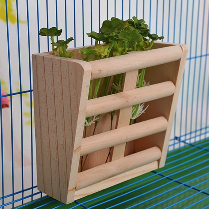 Small Pet Rabbits Guinea Pig Wooden Rack Feeder Hay Grass Nesting