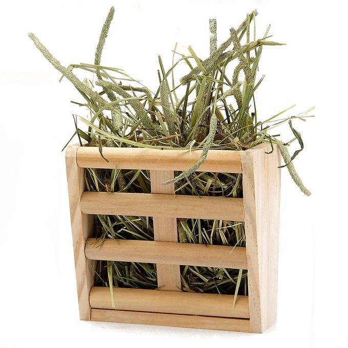 Small Pet Rabbits Guinea Pig Wooden Rack Feeder Hay Grass Nesting