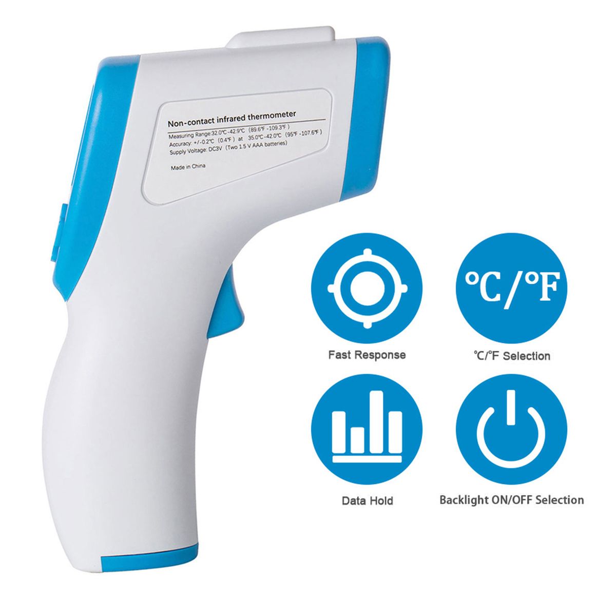 Non-contact Infrared Forehead Thermometer 3-color LCD