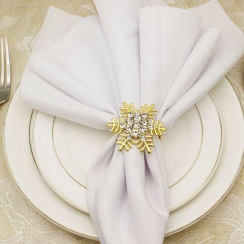 Gold Napkin Rings Set Of 6, Christmas Deer And